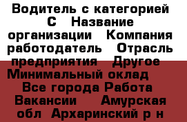 Водитель с категорией С › Название организации ­ Компания-работодатель › Отрасль предприятия ­ Другое › Минимальный оклад ­ 1 - Все города Работа » Вакансии   . Амурская обл.,Архаринский р-н